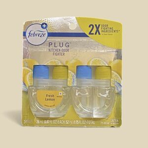 Febreze FRESH LEMON Kitchen Fade Defy Plug Air Freshener Scent - 2pk